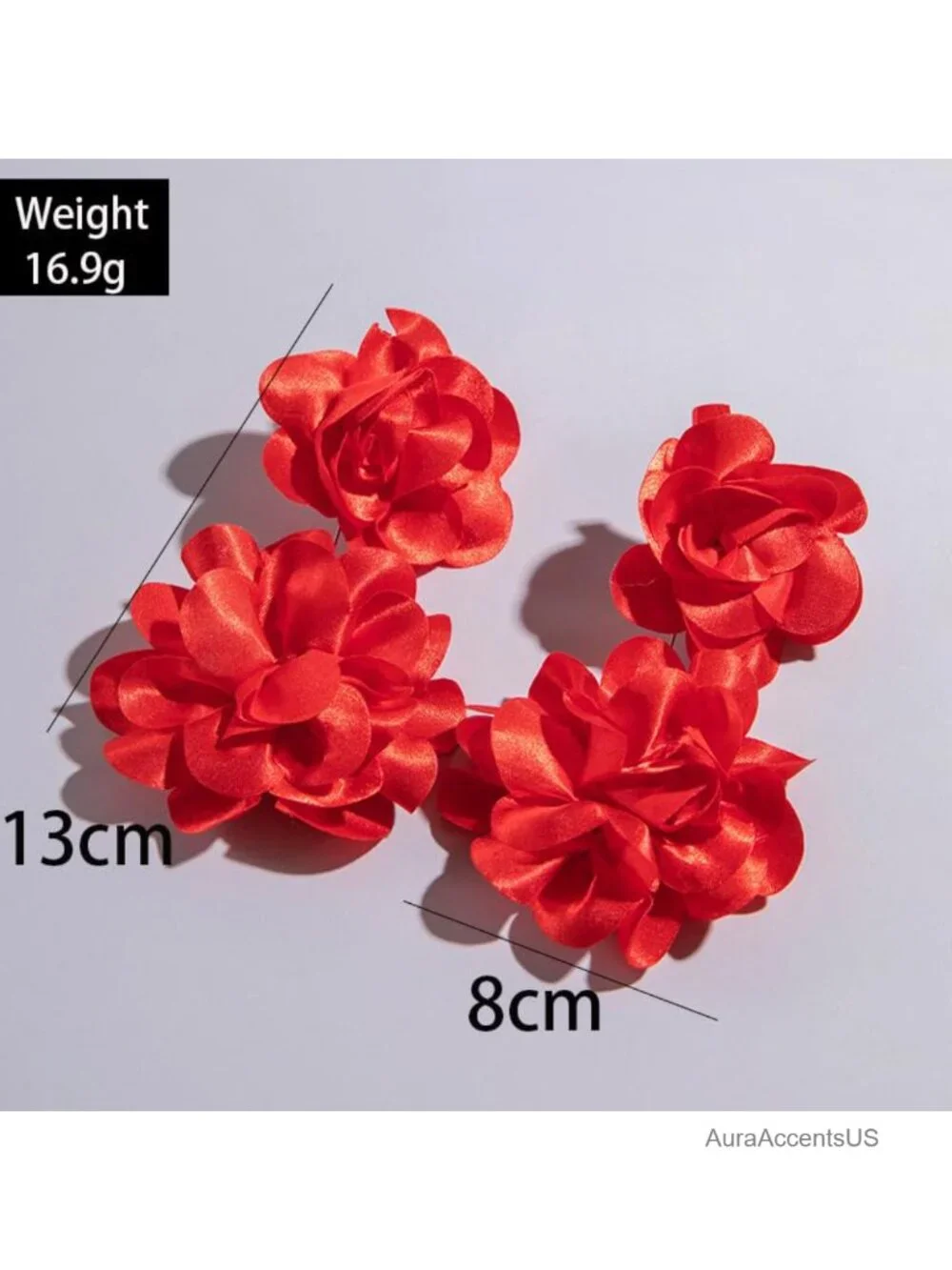 Fabric Flower Drop Dangle Earrings for Women Elegant Floral Statement Earrings